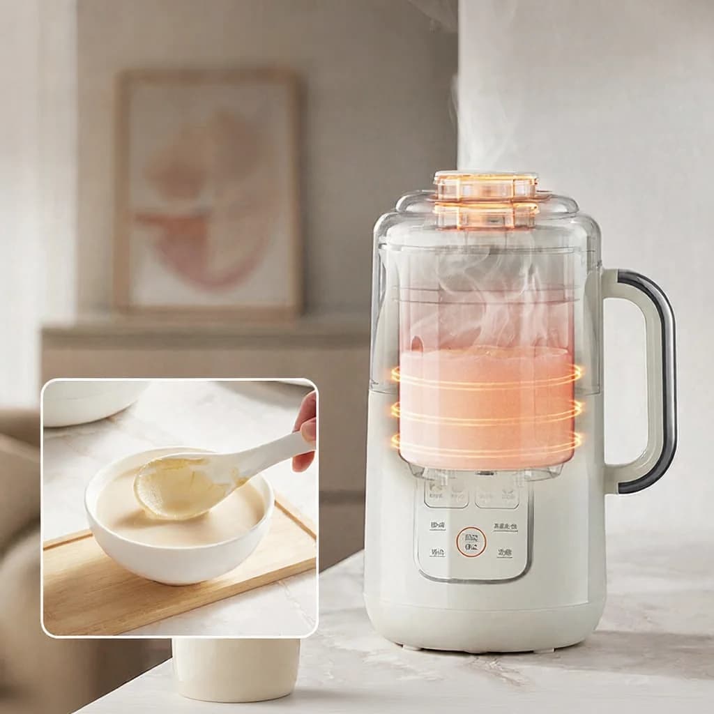 Blender chauffant pour lait de soja 1,2 L avec cuve intérieure en acier inoxydable