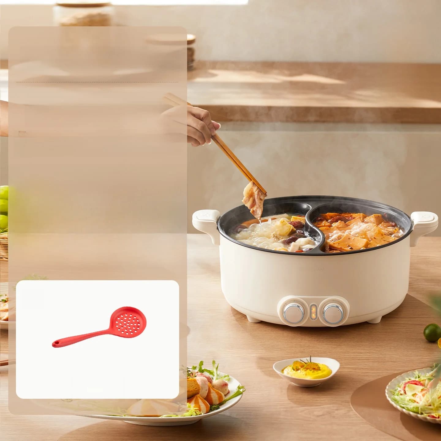 Hot pot électrique 7L à double zone avec contrôle indépendant de la température