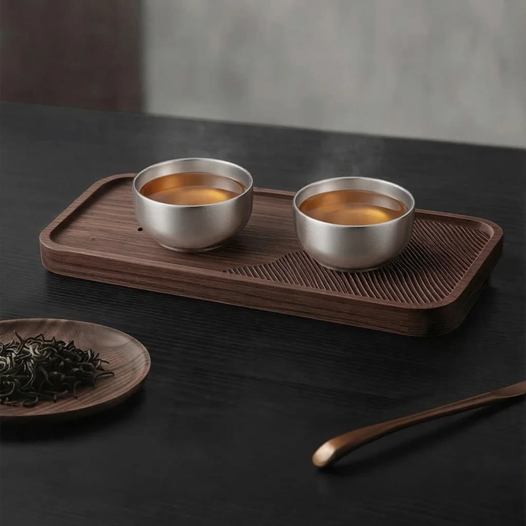 Set de tasses à thé Kung Fu en titane pur, double tasse 55ml
