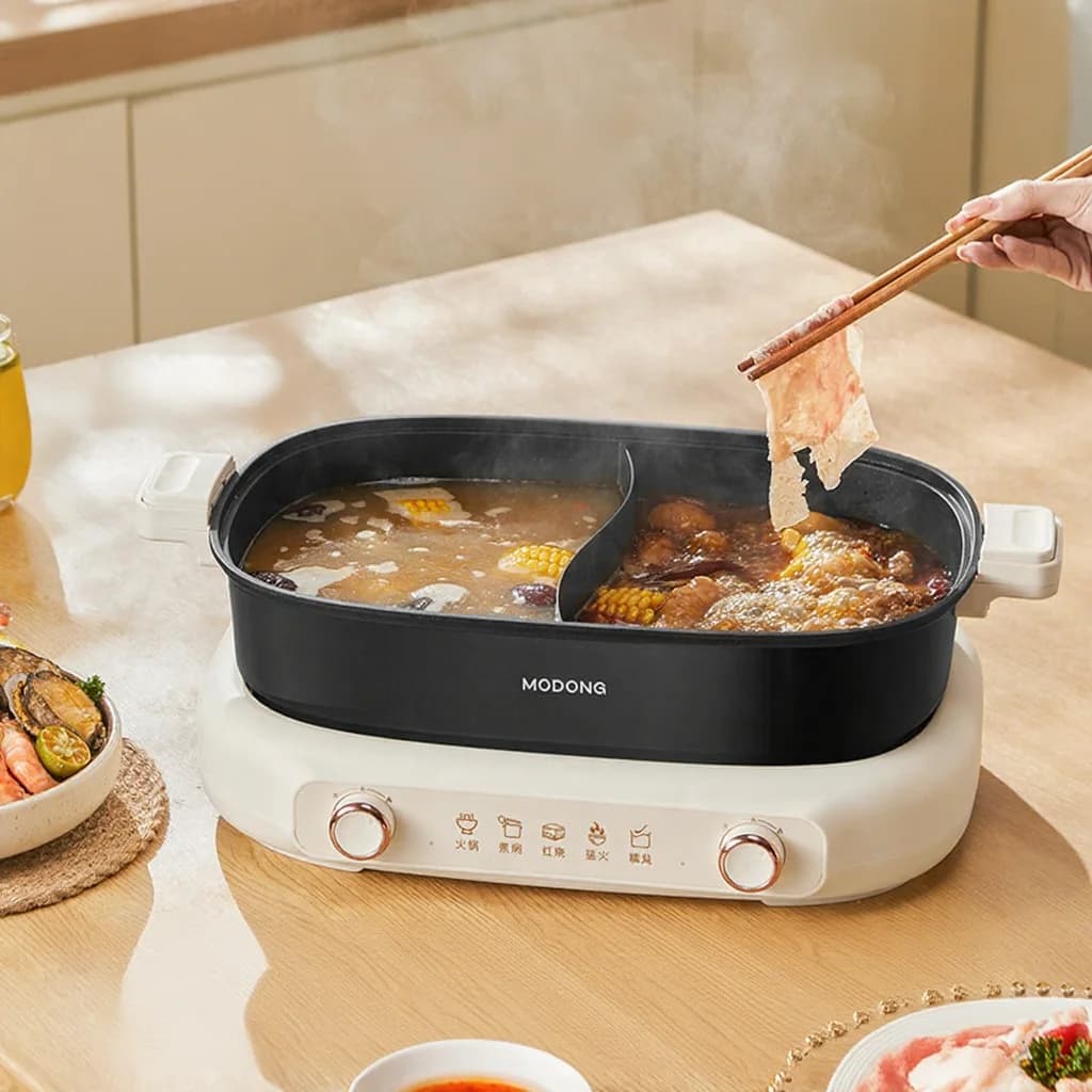 Marmite électrique divisée 7L avec contrôle double température