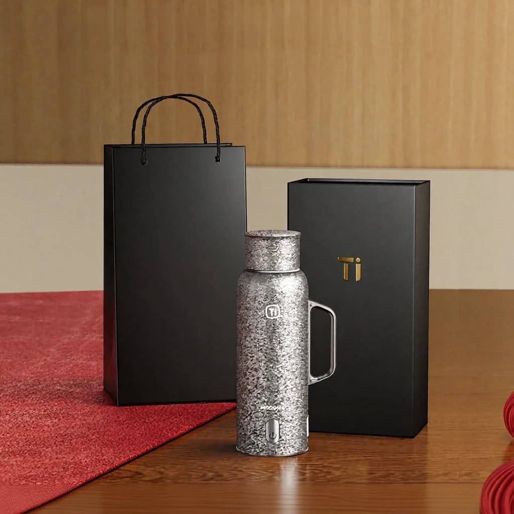 Tasse chauffante isotherme en titane avec poignée 680ml boîte cadeau
