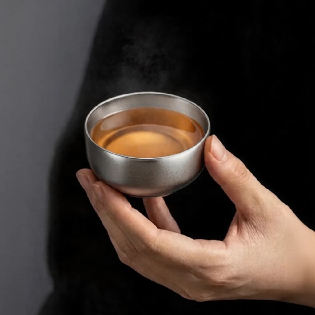 Set de tasses à thé Gongfu en titane pur 55ml finition brute faite main