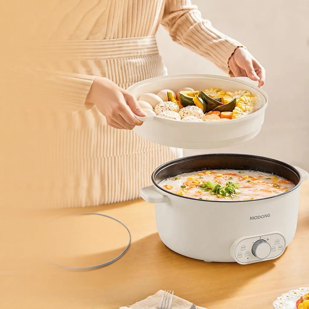 Hot pot électrique 6L 7L 8L avec cuiseur vapeur, 220V