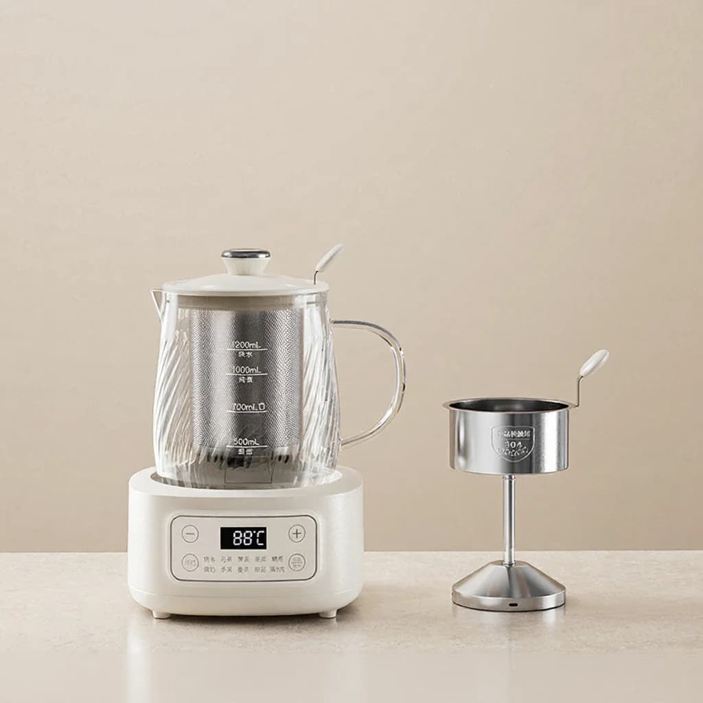 Pot électrique santé en verre avec contrôle de la température 1.2L