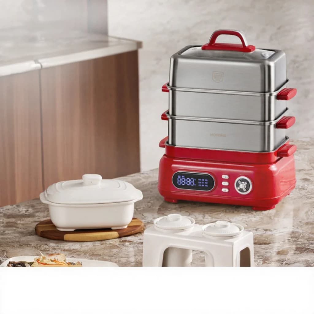 Cuiseur vapeur électrique en acier inoxydable 18L 24L à deux ou trois niveaux