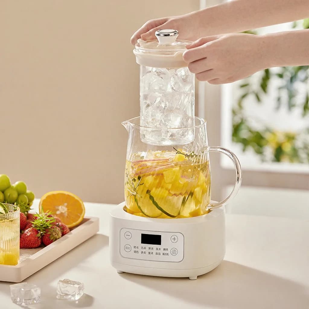 Pot électrique en verre 1-1,5L à commande tactile pour thé