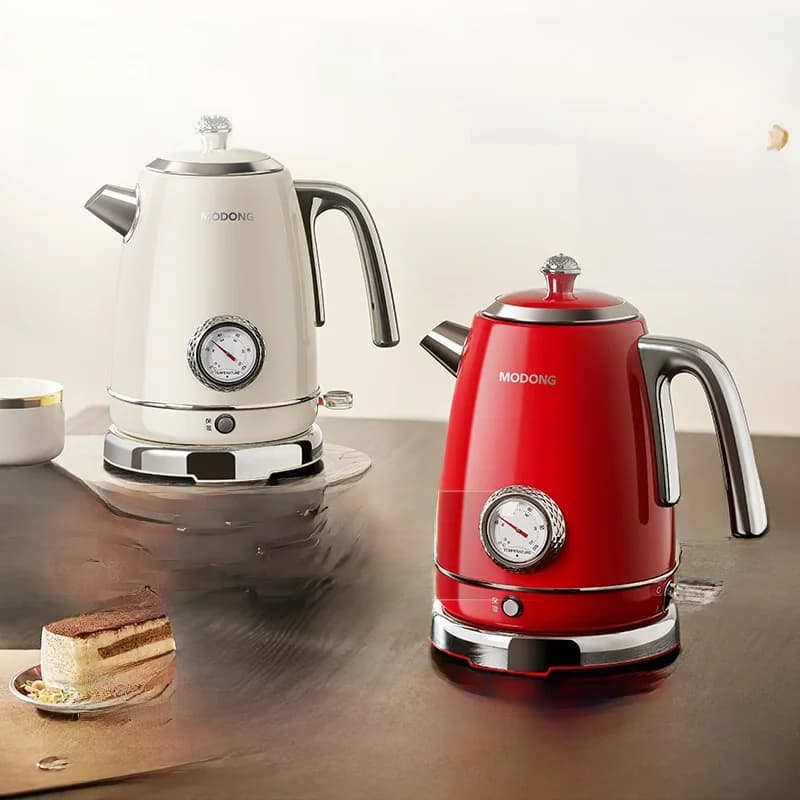 Bouilloire électrique en acier inoxydable avec indicateur de température 1.8L