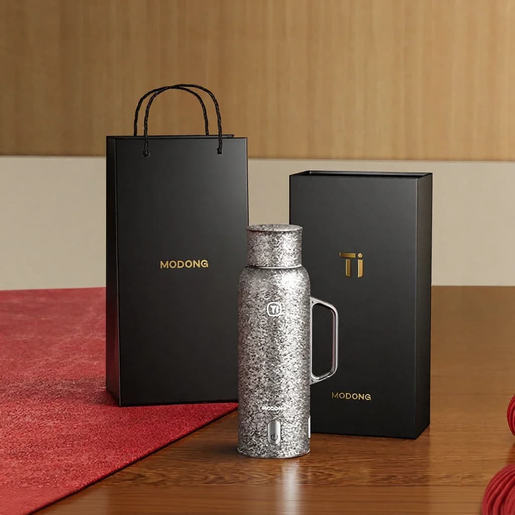 Tasse de voyage isotherme en titane pur avec couvercle magnétique