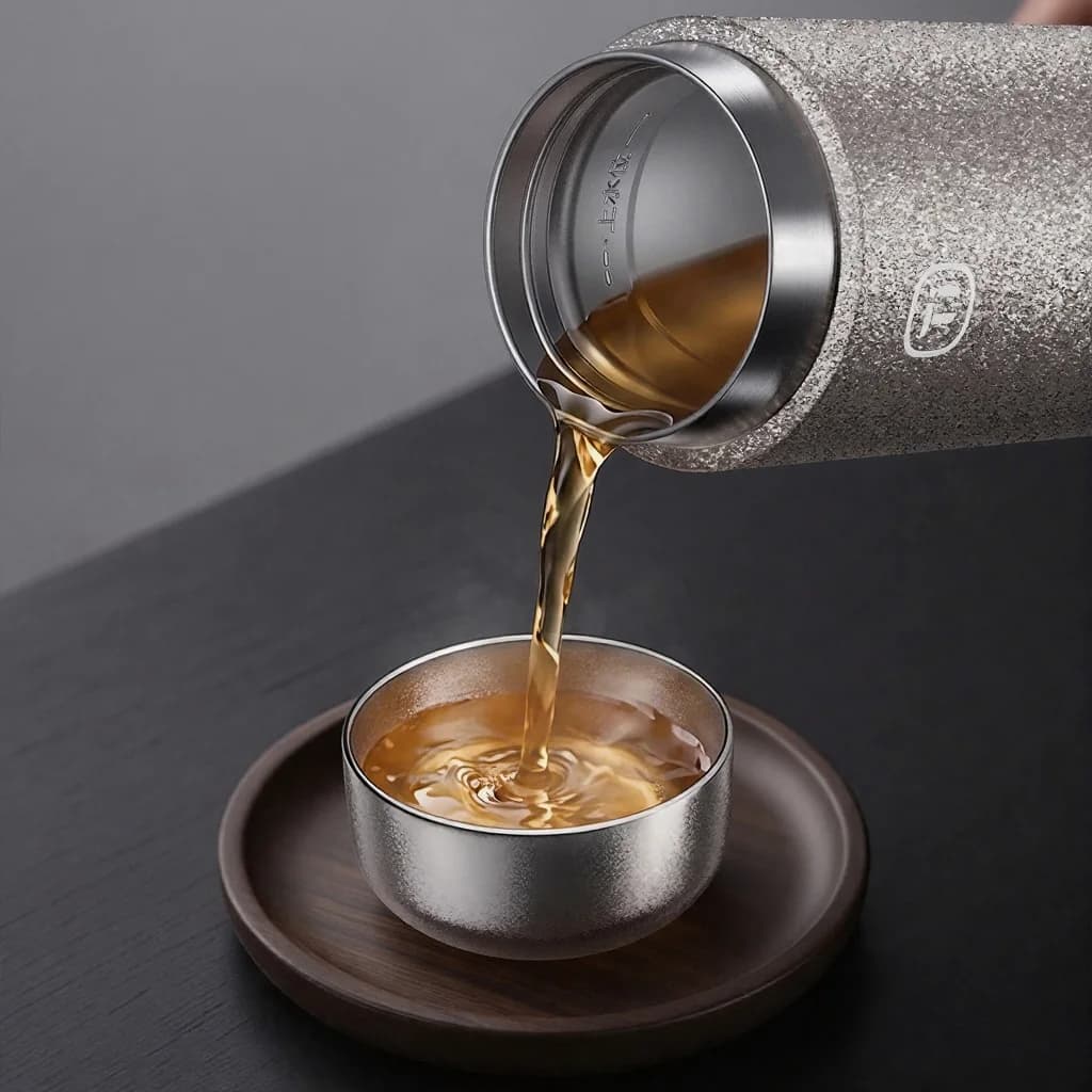 Set de tasses à thé Kung Fu en titane pur, double tasse 55ml