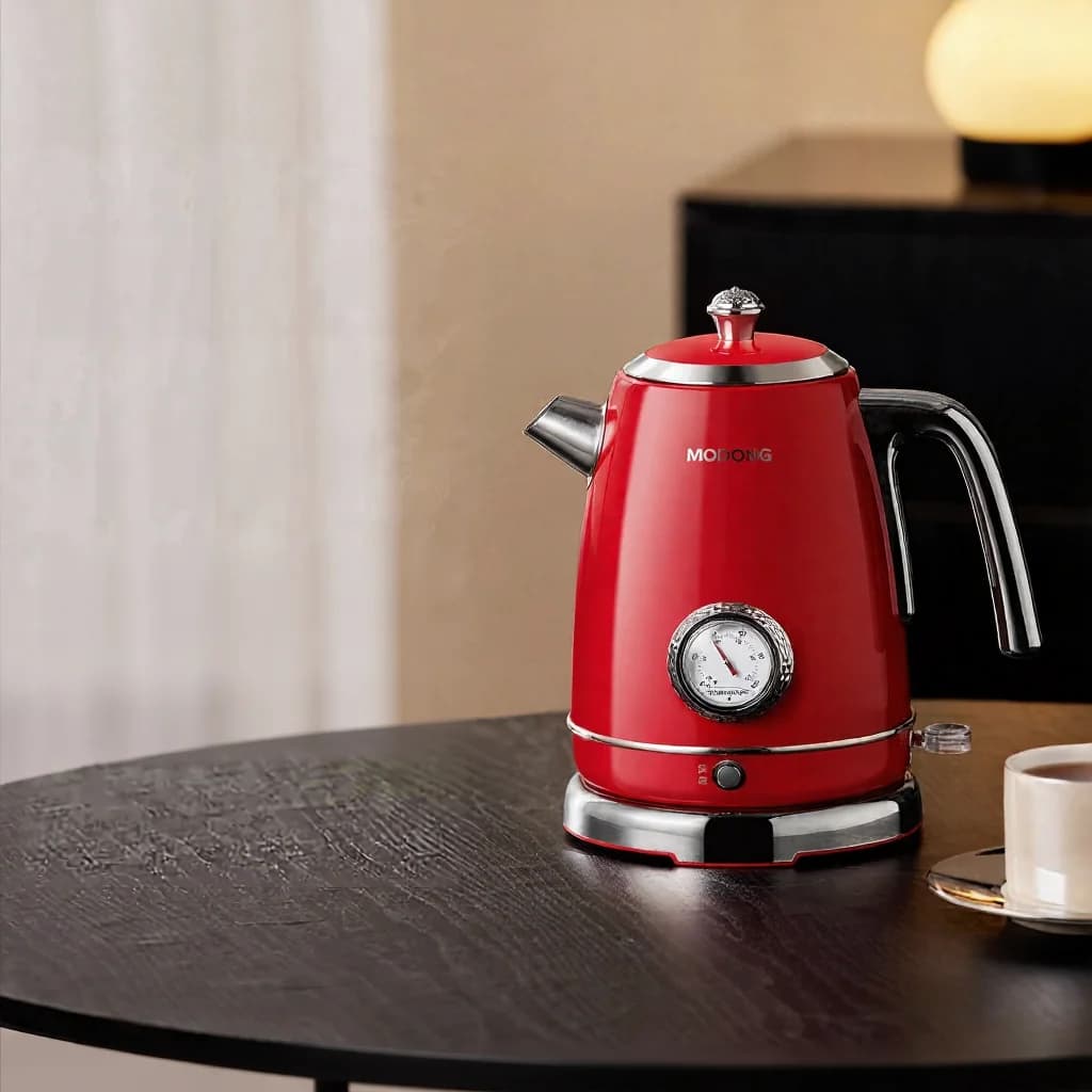 Bouilloire électrique en acier inoxydable avec indicateur de température 1.8L