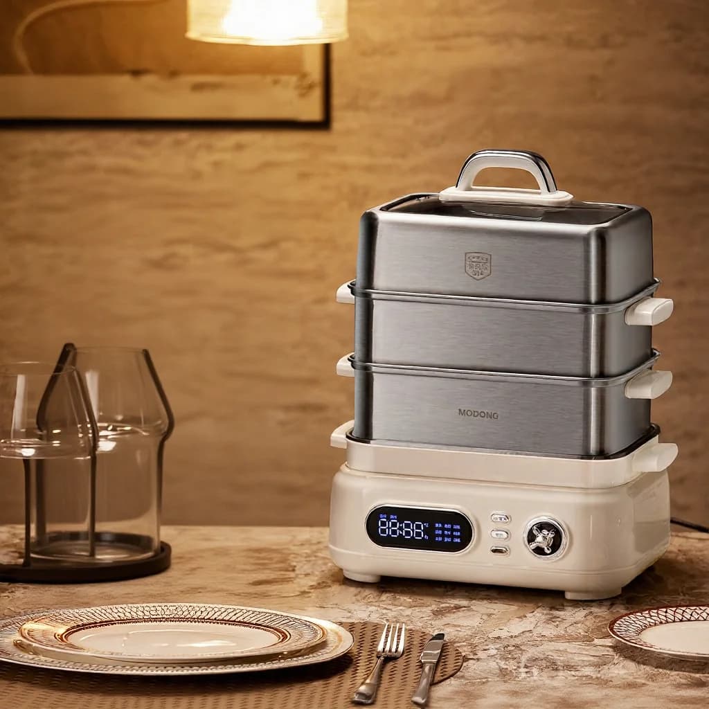 Cuiseur vapeur électrique en acier inoxydable 18L 24L double ou triple niveau