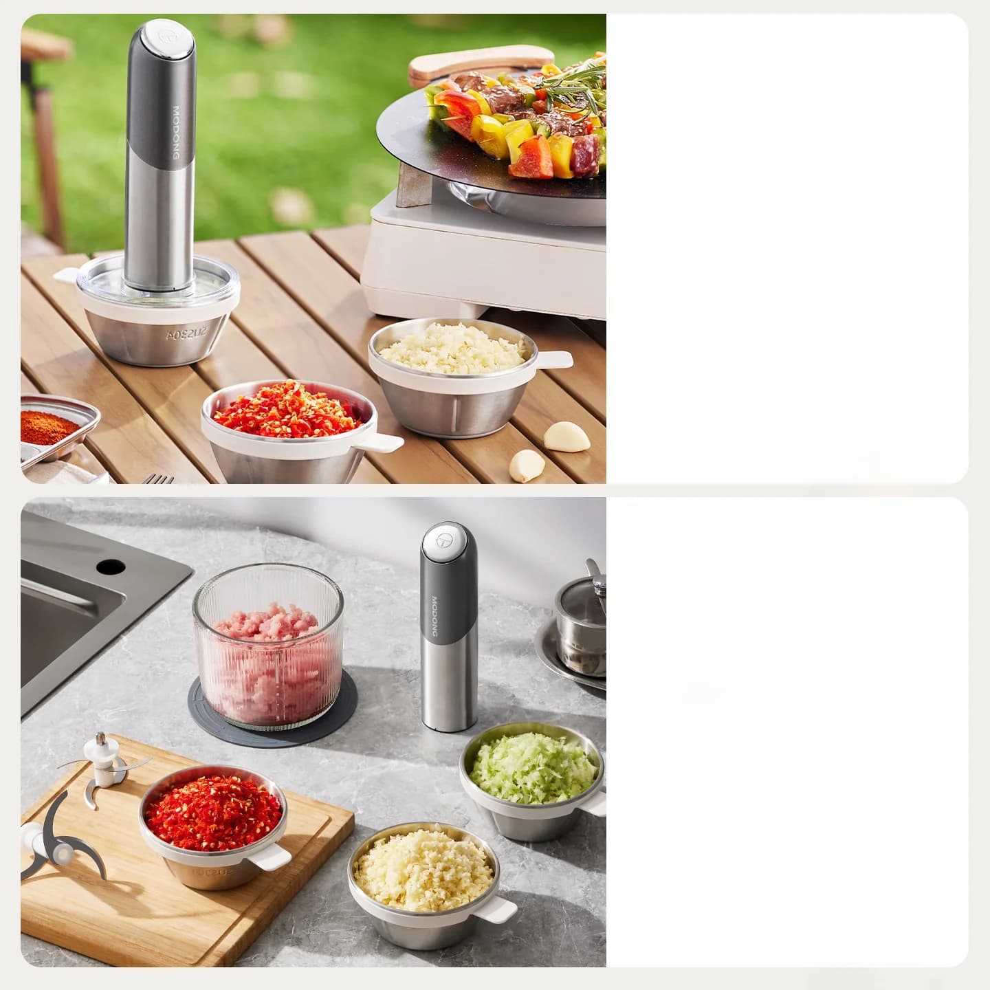 Hachoir électrique portable avec bol en verre