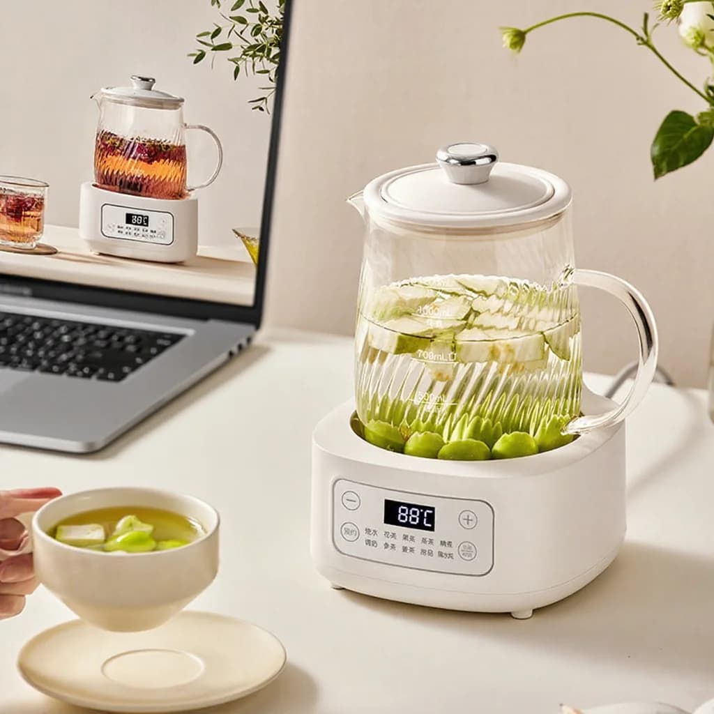Bouilloire électrique en verre avec contrôle de température 1.2L