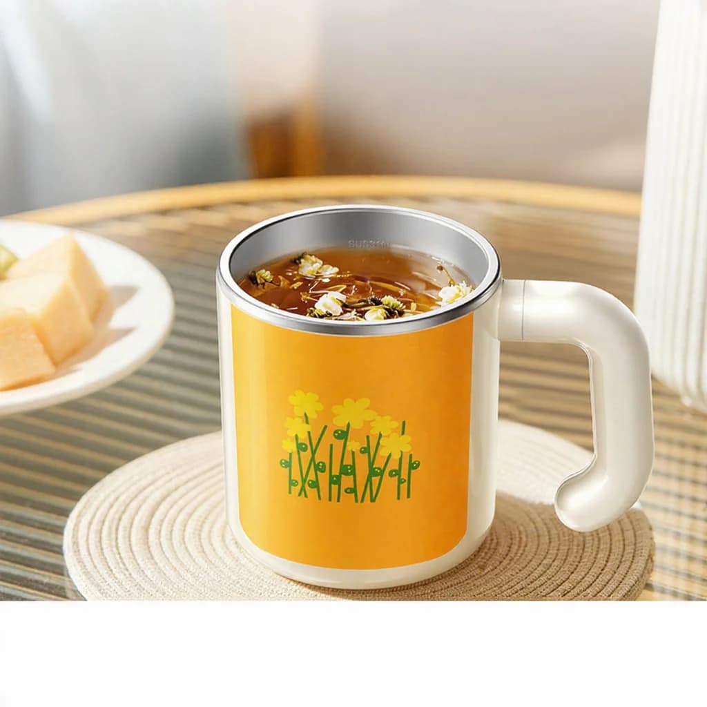 Tasse chauffante électrique avec revêtement intérieur en acier inoxydable 304 ou 316L