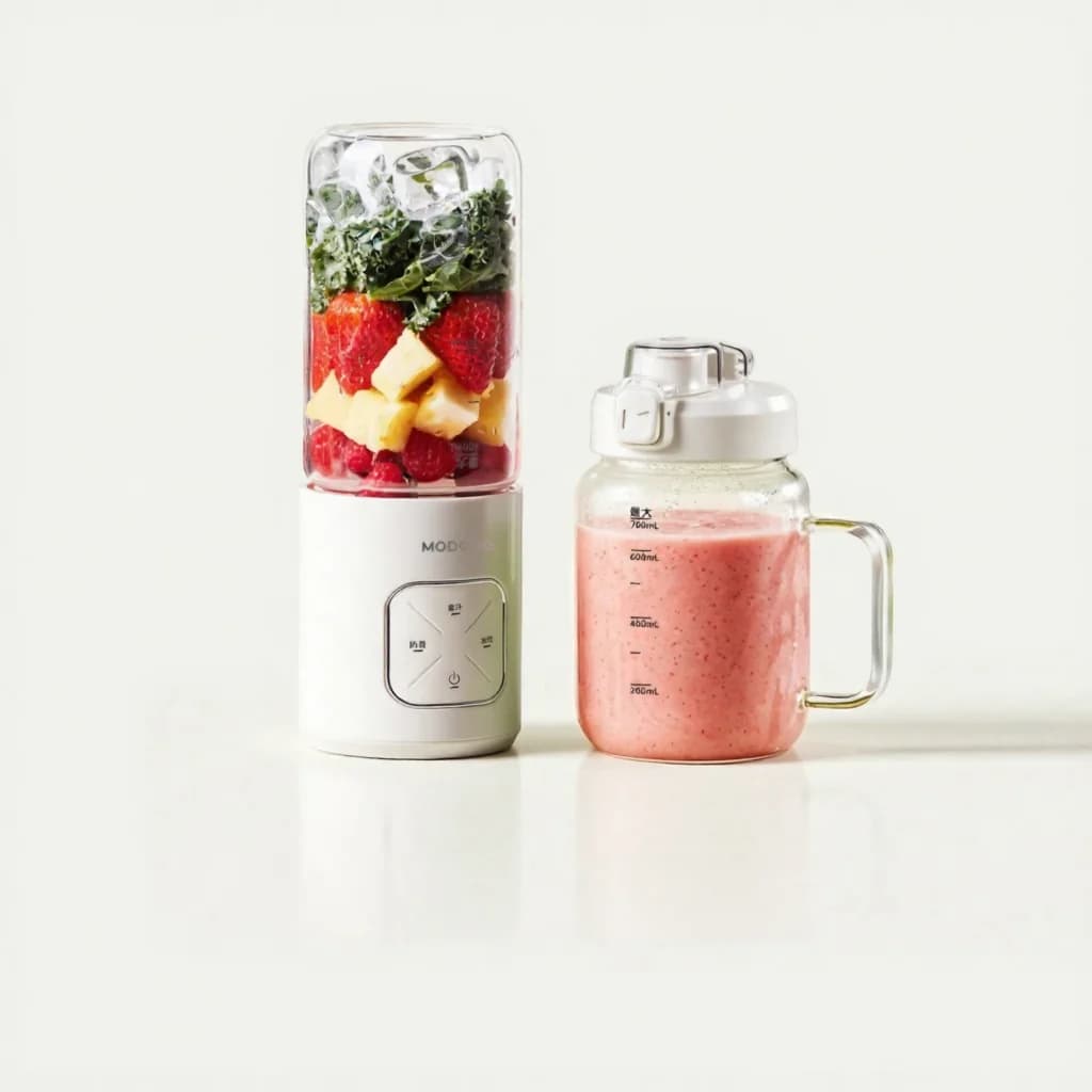 Gobelet blender portable sans fil avec concassage de glace et double gobelet