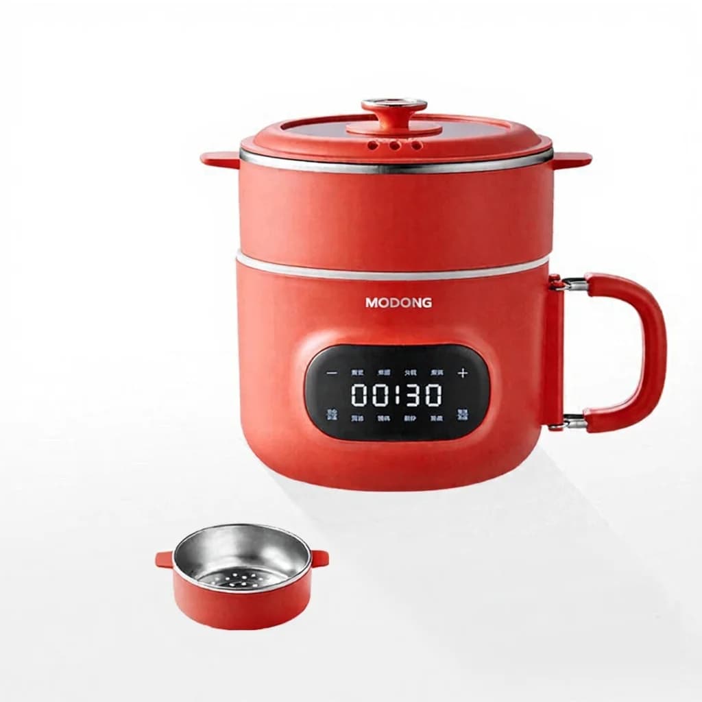 Mini cuiseur électrique 2L antiadhésif avec revêtement céramique et panier vapeur