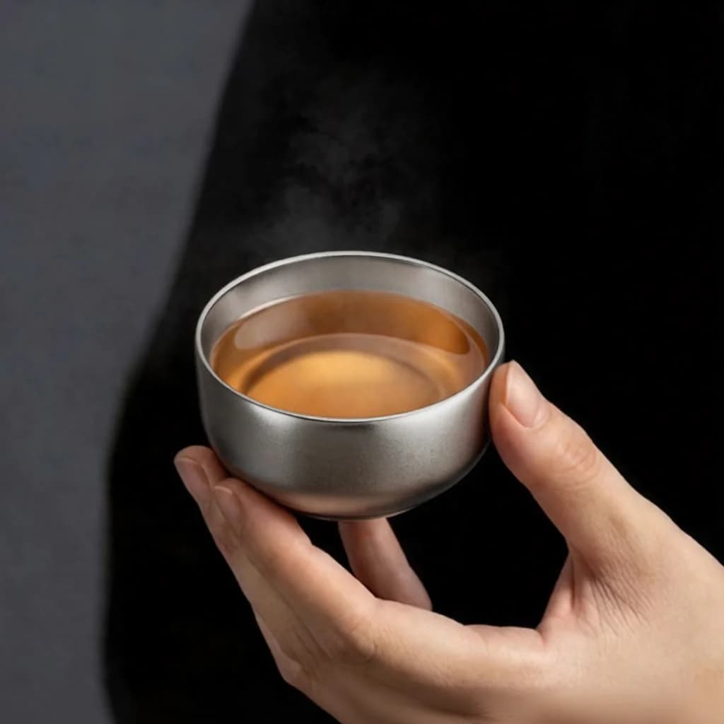 Set de tasses à thé Kung Fu en titane pur, double tasse 55ml