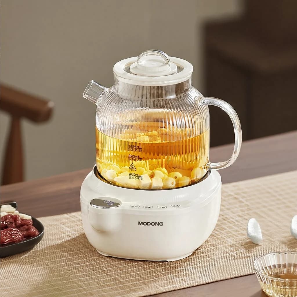 Bouilloire électrique en verre avec contrôle de température, 1L