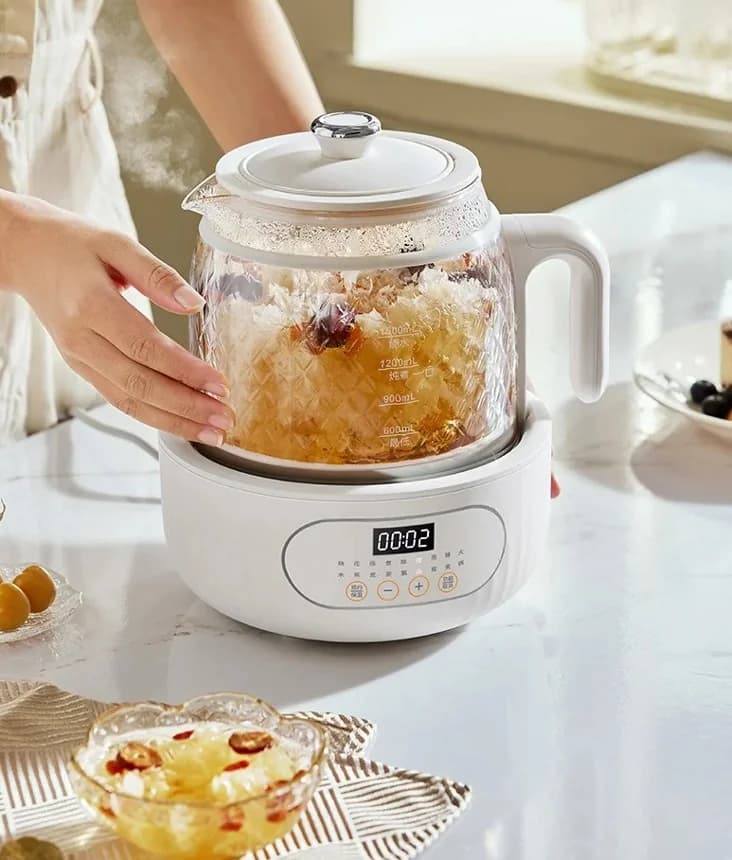 Bouilloire électrique en verre avec maintien au chaud thermostatique