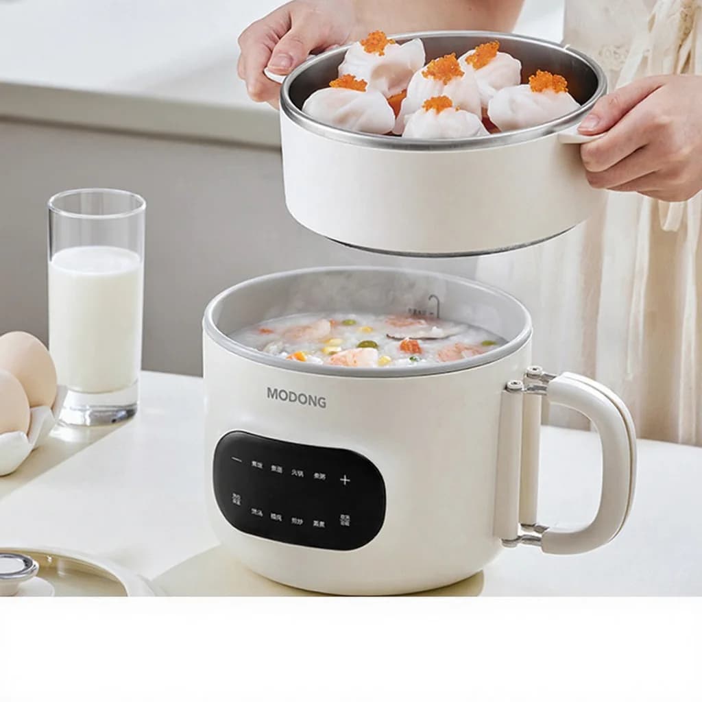 Mini cuiseur électrique 2L antiadhésif avec revêtement céramique et panier vapeur