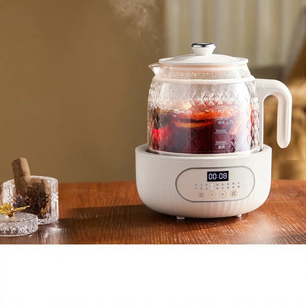Bouilloire électrique en verre avec couvercle réglable et capacité 1L