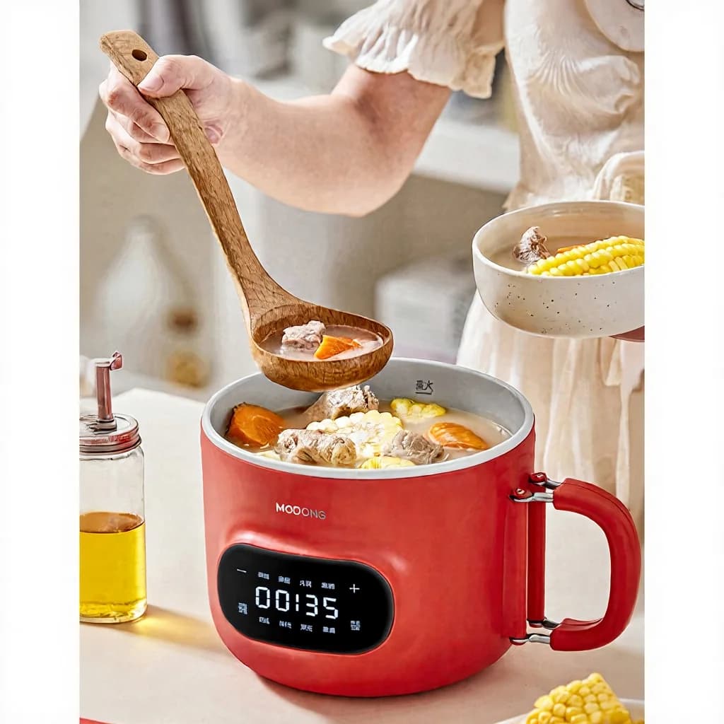 Marmite électrique 2.5L avec panier vapeur et revêtement céramique
