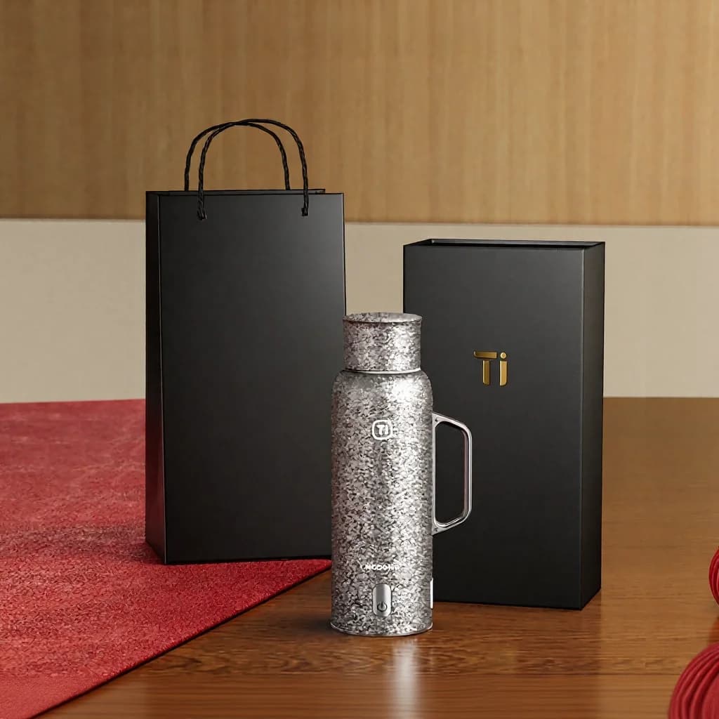 Tasse de voyage isotherme en titane pur avec couvercle magnétique
