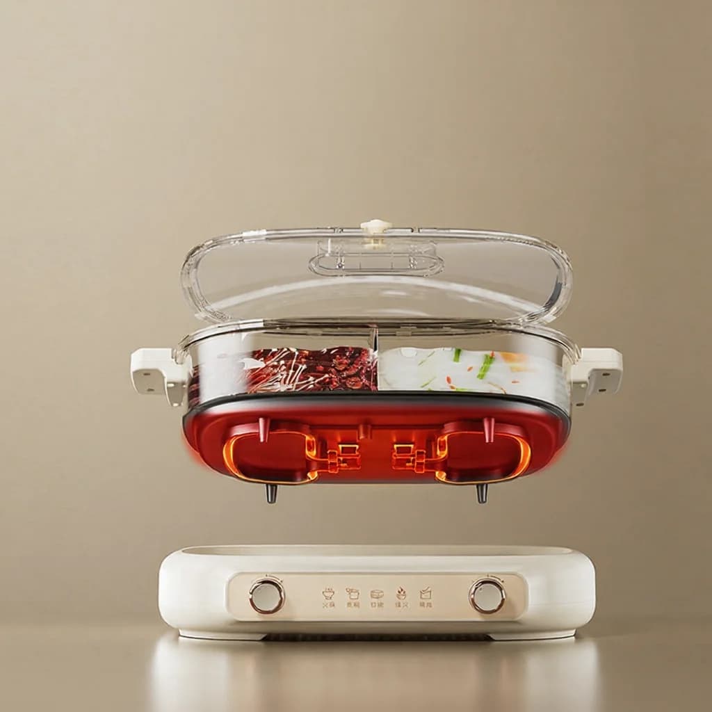 Marmite électrique divisée 7L avec contrôle double température