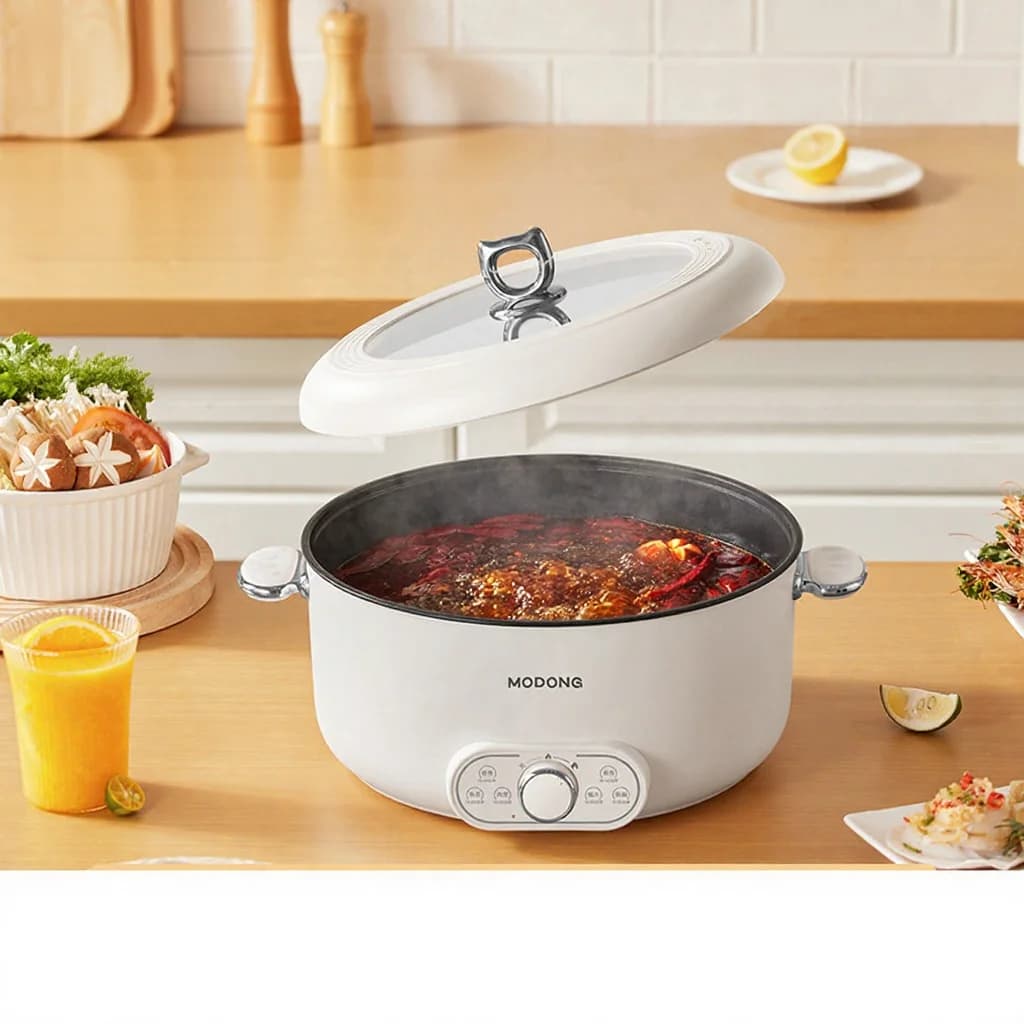 Pot électrique avec cuiseur vapeur, grande capacité 8L, 220V