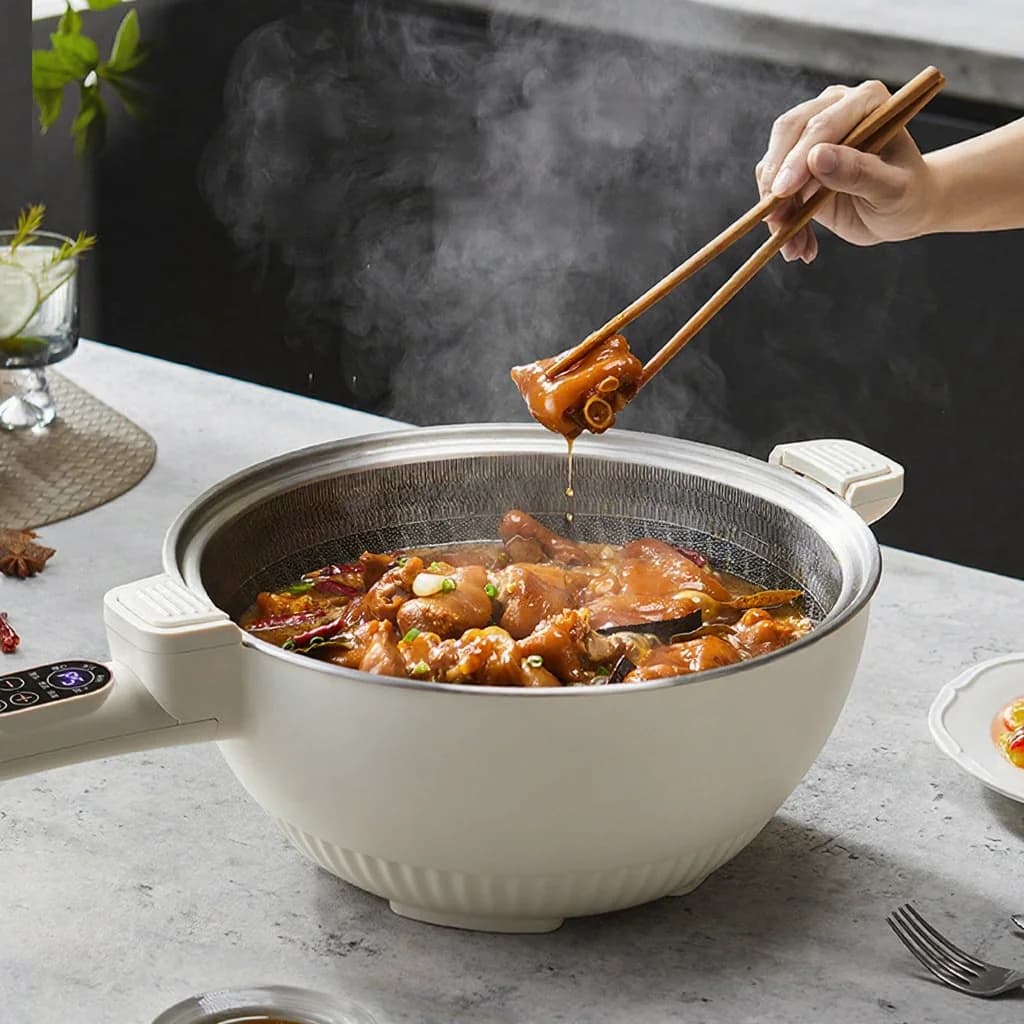 Cocotte électrique 6L avec panier vapeur en acier inoxydable