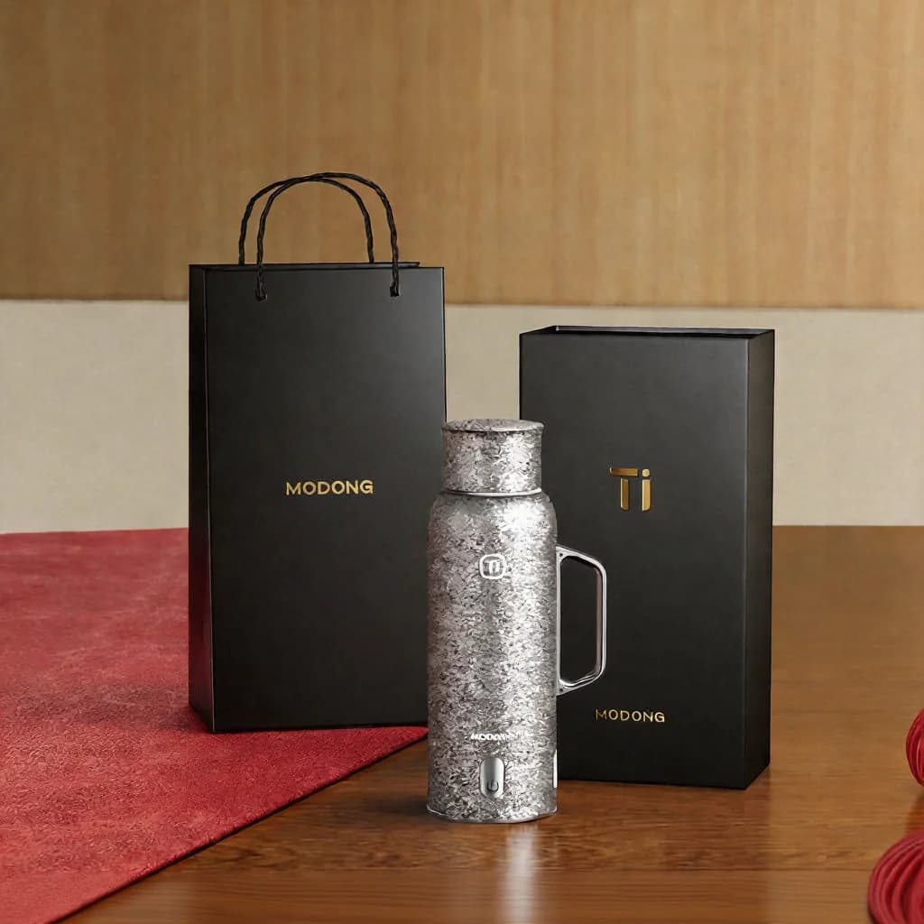 Tasse chauffante isotherme en titane avec poignée 680ml boîte cadeau