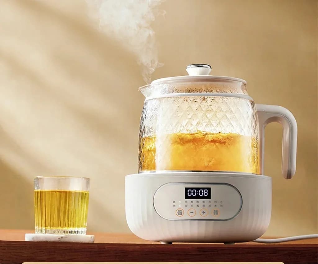 Bouilloire électrique en verre avec anti-brûlure à double couche