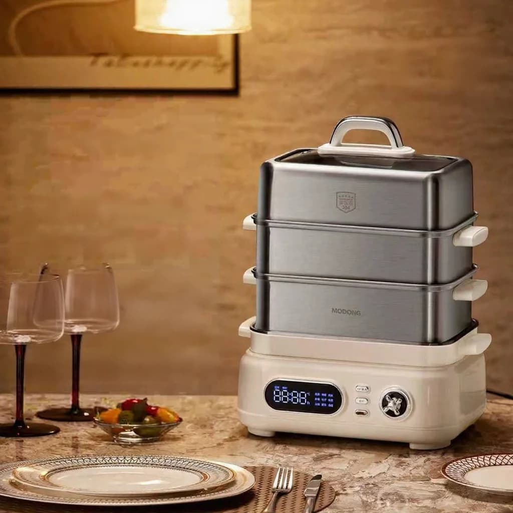 Cuiseur vapeur électrique en acier inoxydable à 3 niveaux 18L 220V 1500W