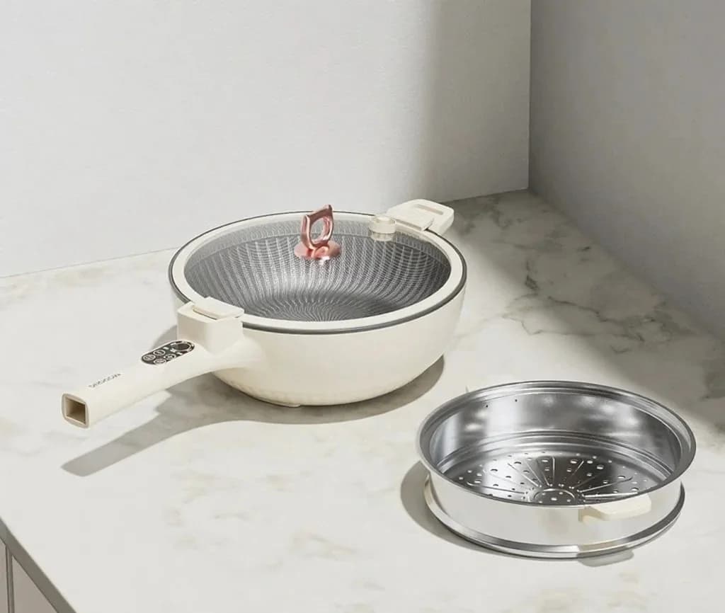 Cocotte électrique 6L avec panier vapeur en acier inoxydable