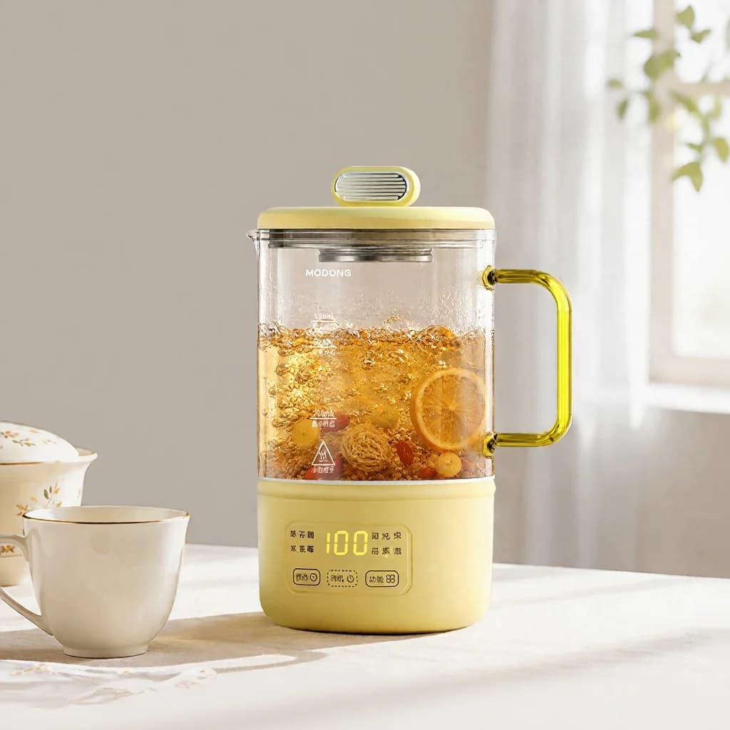 Pot électrique en verre 600 ml 500 W avec maintien au chaud et minuterie