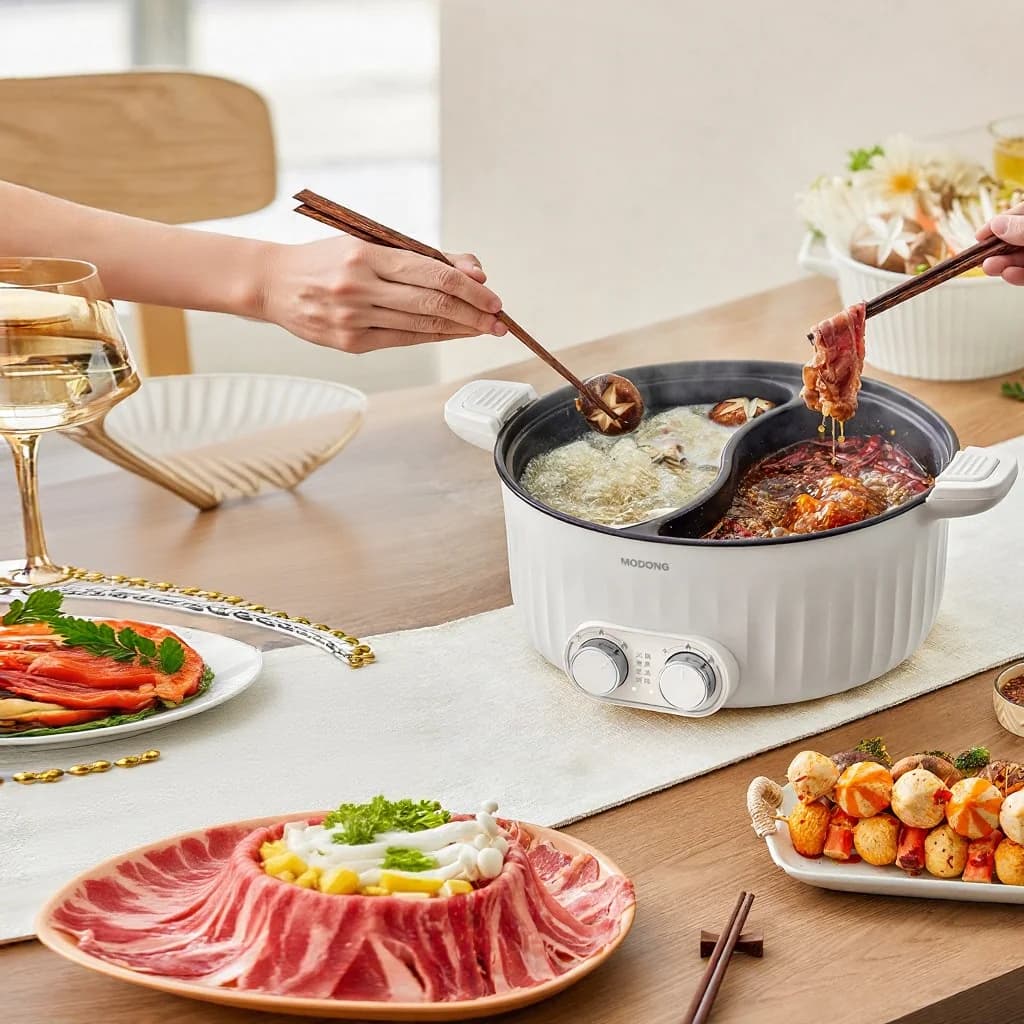 Hot pot électrique 7L à double zone avec contrôle indépendant de la température