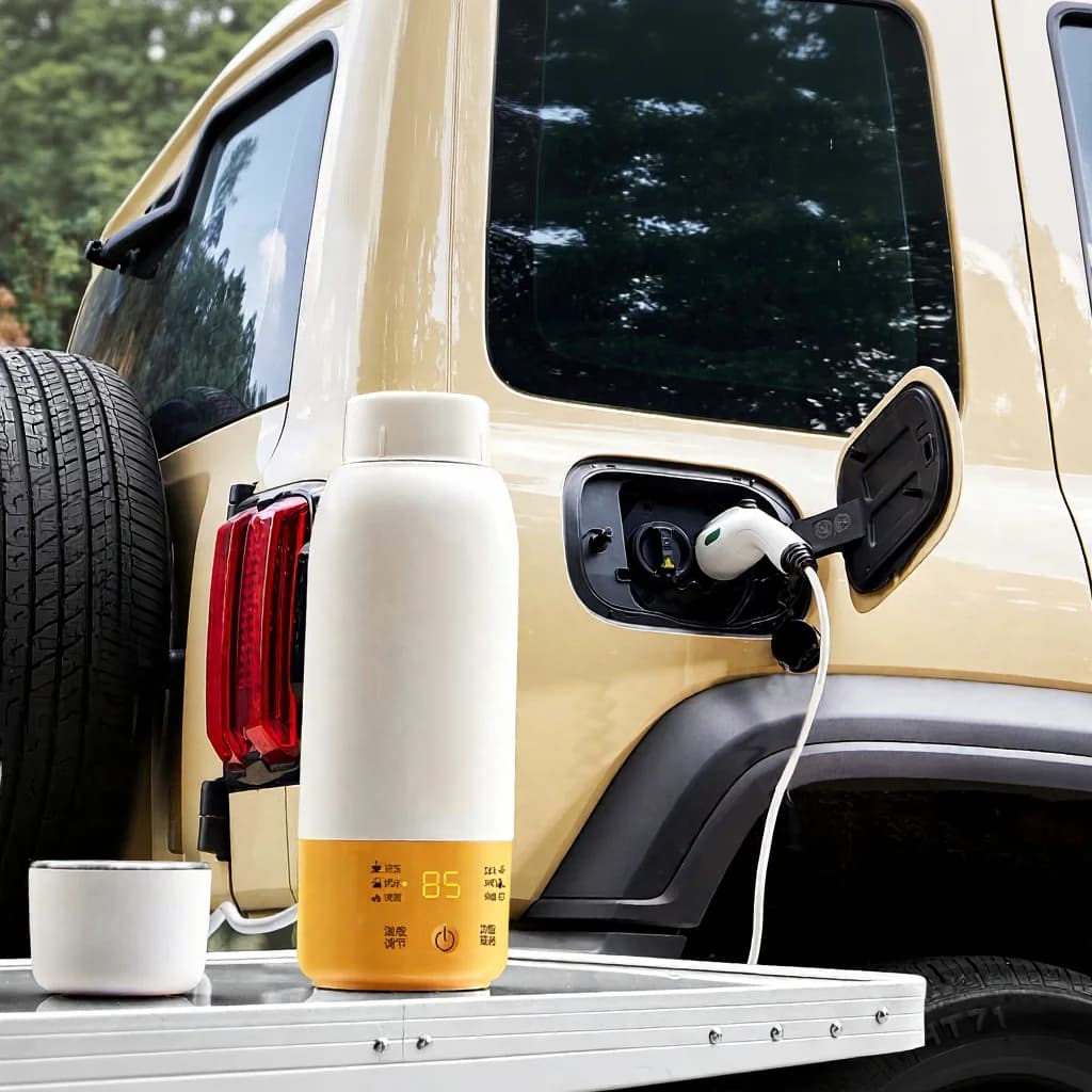 Tasse chauffante électrique portable avec contrôle de température et usage en voiture