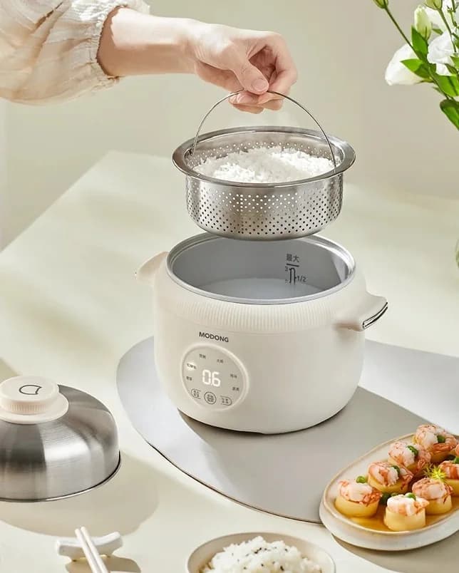 Mini cuiseur à riz électrique 1,6L avec cuve intérieure en céramique
