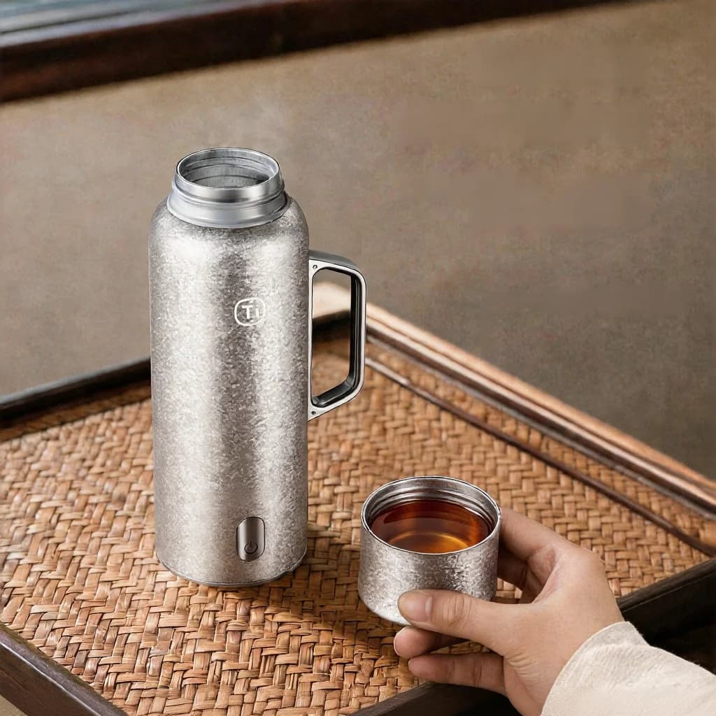 Tasse chauffante isotherme en titane avec poignée 680ml boîte cadeau