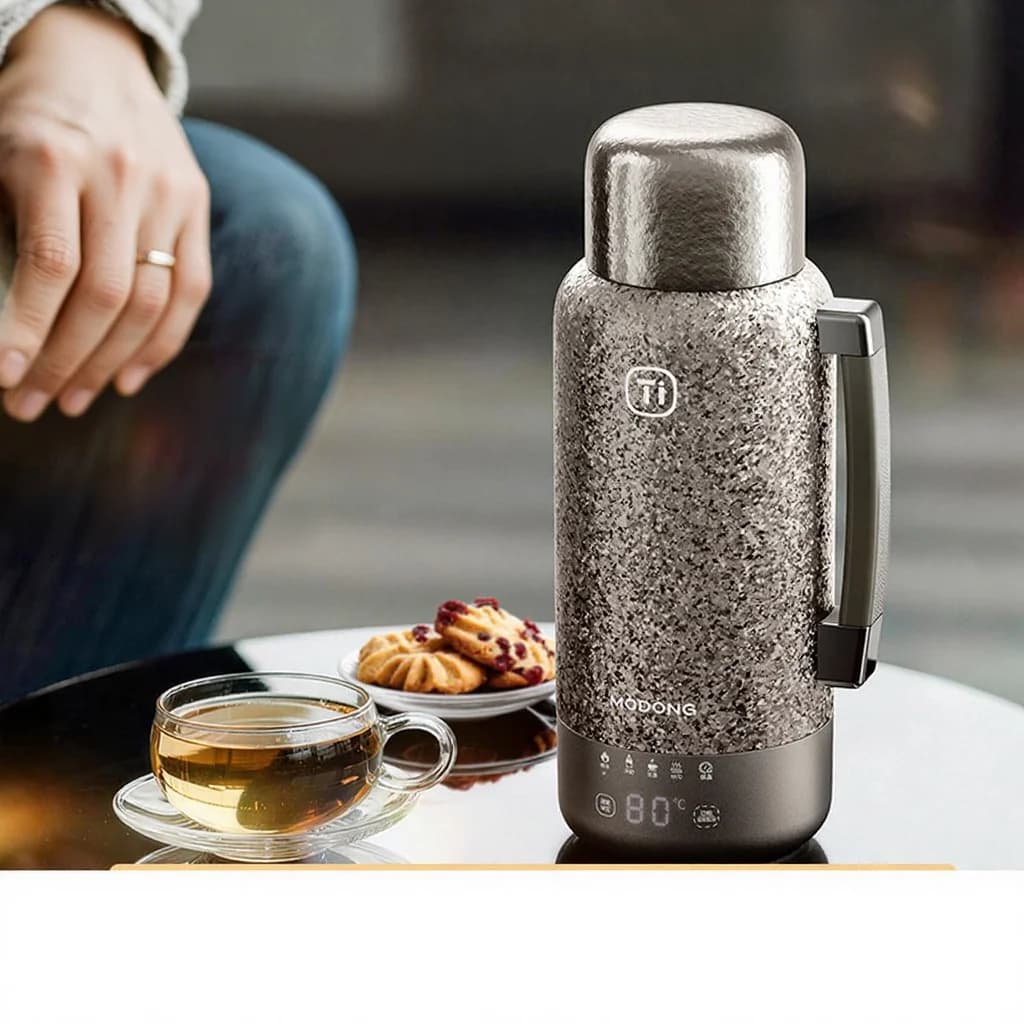 Tasse chauffante électrique en titane pur avec isolation 1200ml