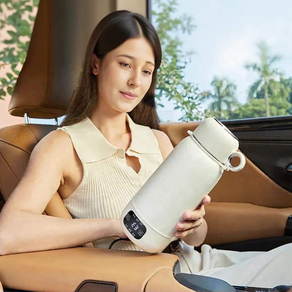 Bouilloire de voyage électrique portable, tasse chauffante 1L en acier inoxydable 316