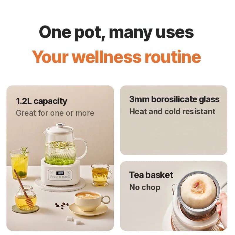 Bouilloire santé électrique en verre 1-1,5L commande tactile pour thé