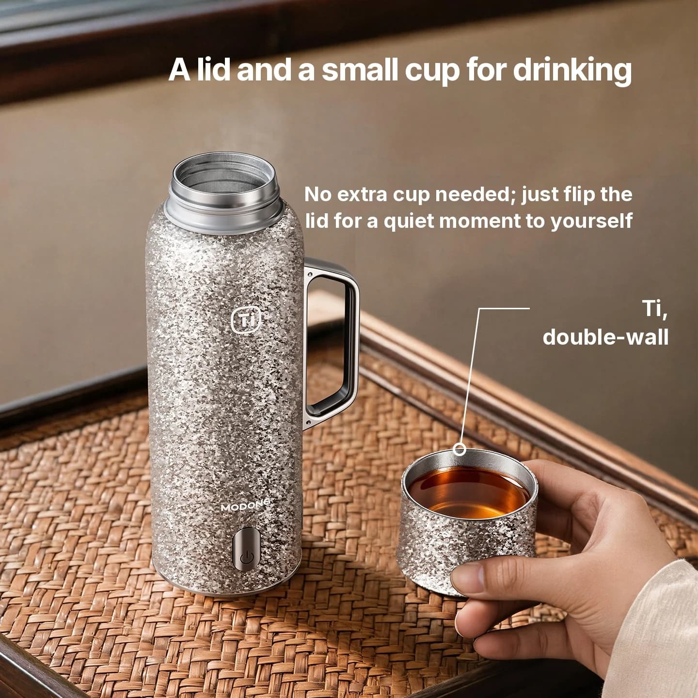 Tasse isotherme en titane pur avec affichage de la température, 601-700ml