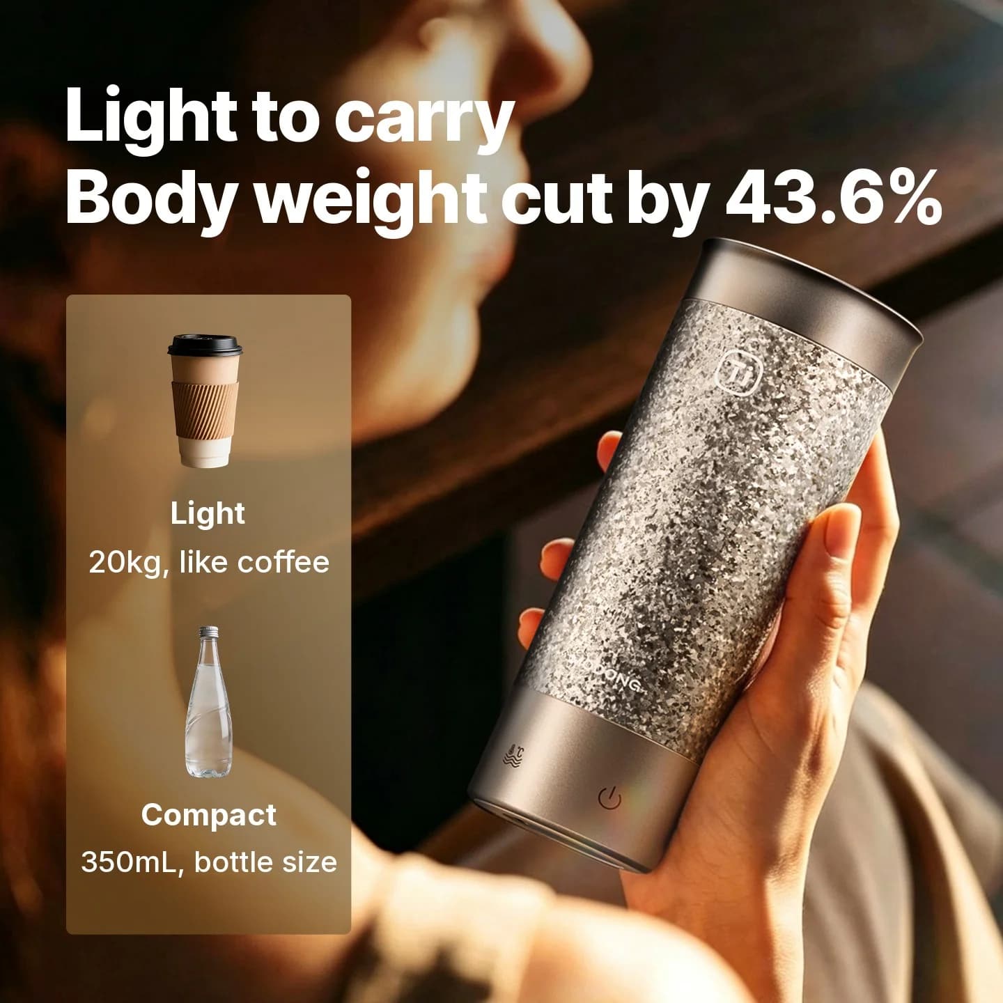 Tasse de voyage chauffante électrique en titane 350ml avec contrôle de température