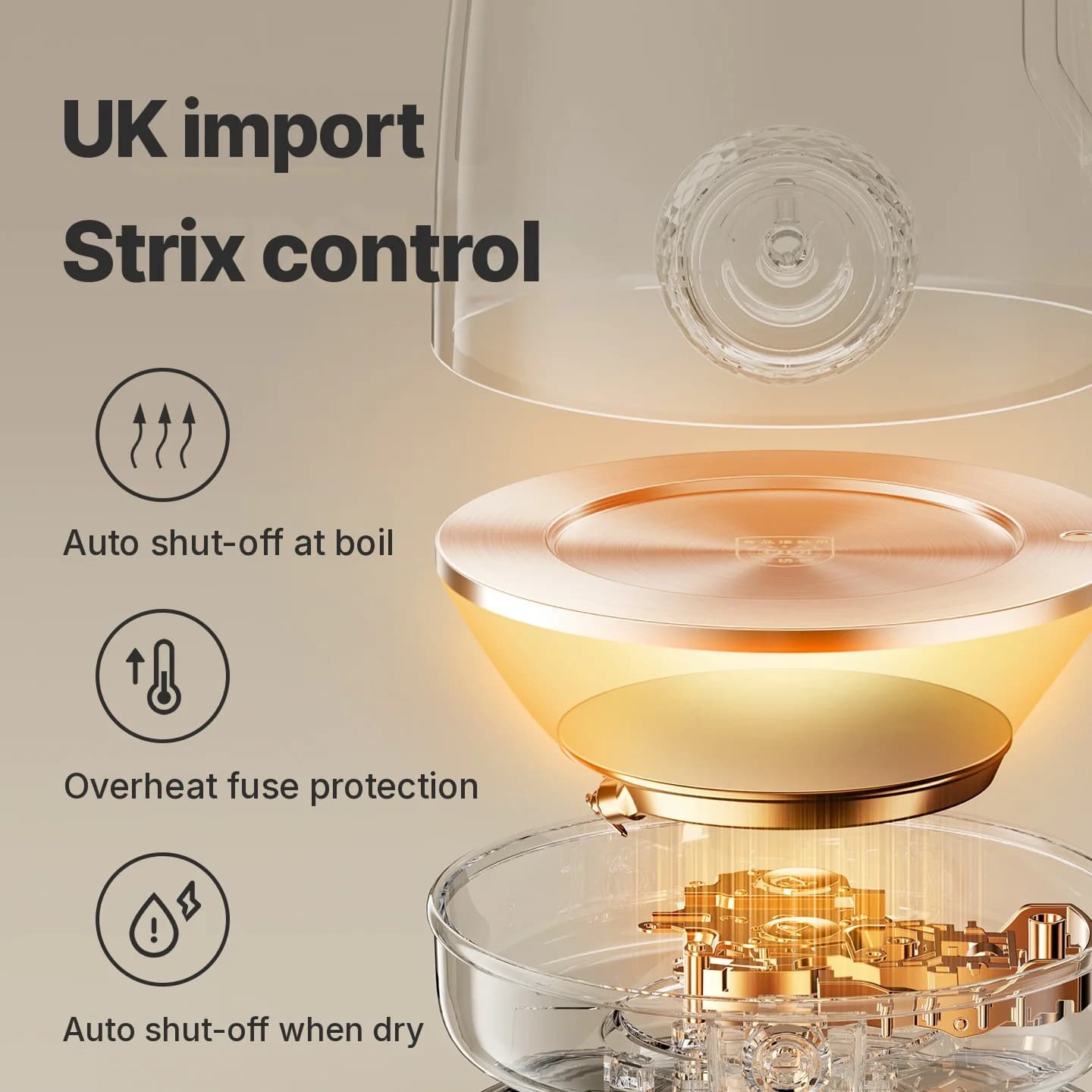 Bouilloire électrique en acier inoxydable avec indicateur de température 1,8 L
