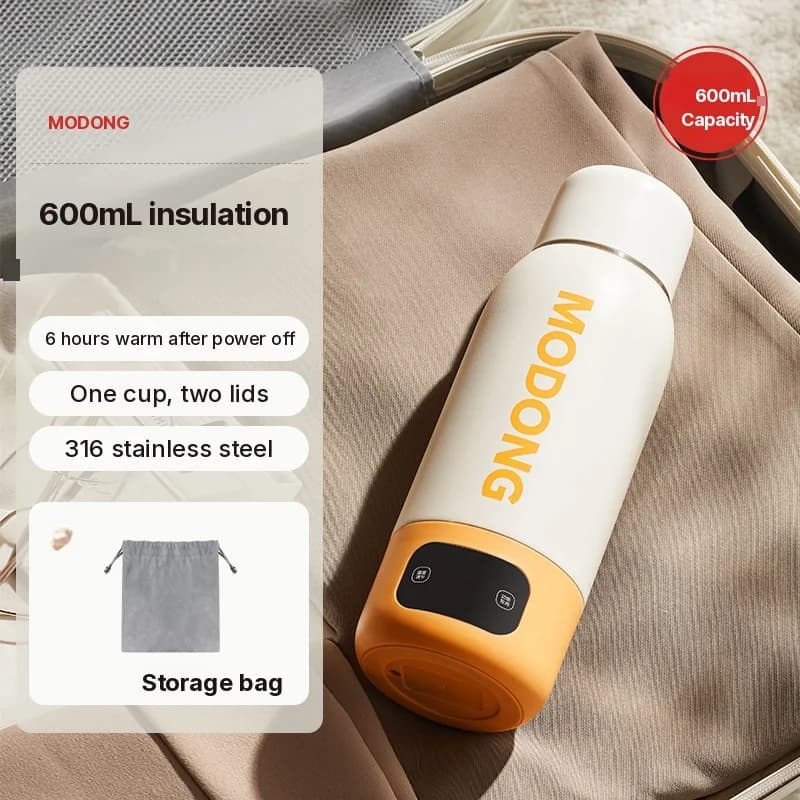 Tasse chauffante électrique portable 600ml, doublure 316, isotherme sous vide
