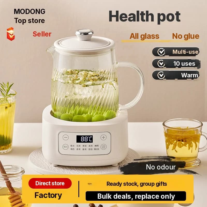 Pot électrique en verre 1-1,5L à commande tactile pour thé