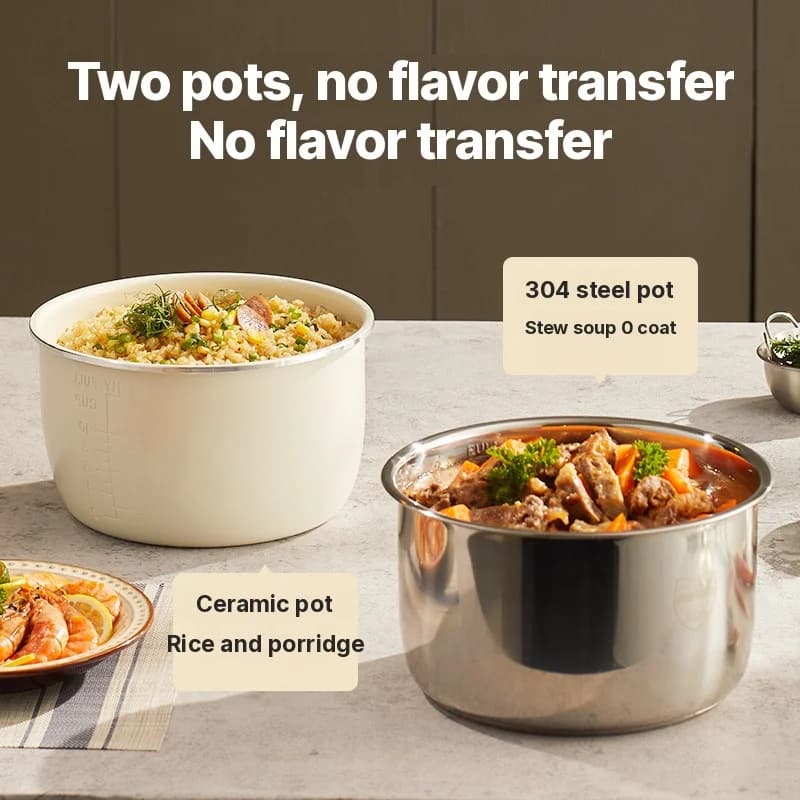 Cuiseur à pression électrique 5L avec deux cuves intérieures