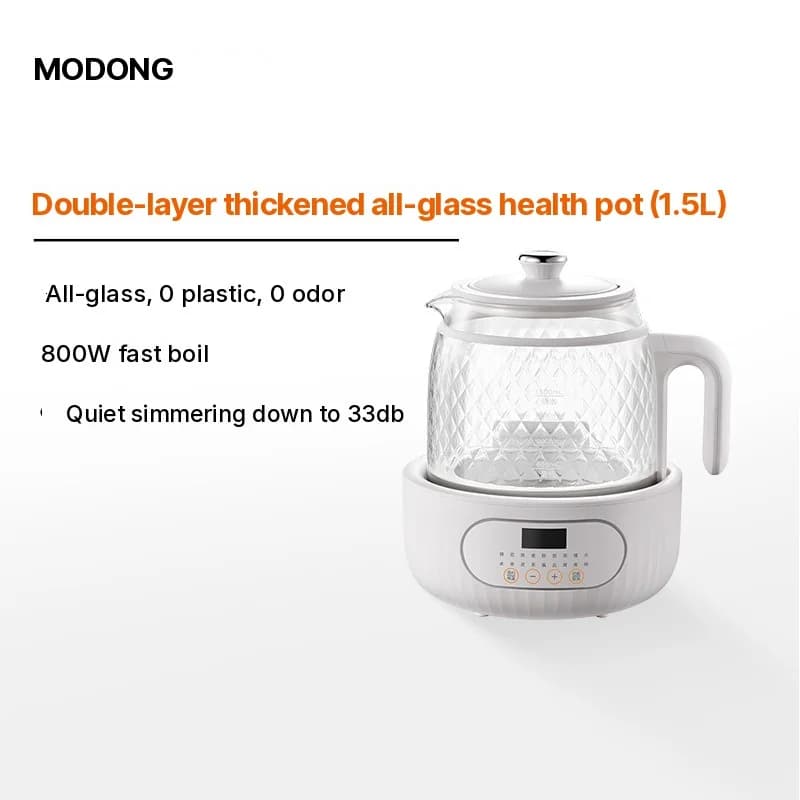 Pot de santé électrique en verre avec double couche anti-brûlure