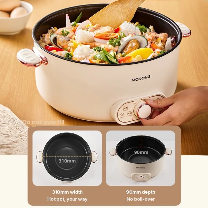Grande marmite électrique 6L avec panier vapeur, revêtement antiadhésif